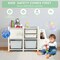 Grey Kids Truck Storage Organizer with Plastic Bins and Storage Cabinet
